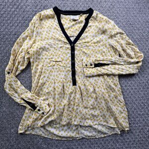 Vanessa & Virginia Anthropologie Button Front Collared Roll Tab‎ Sleeve Shirt 6